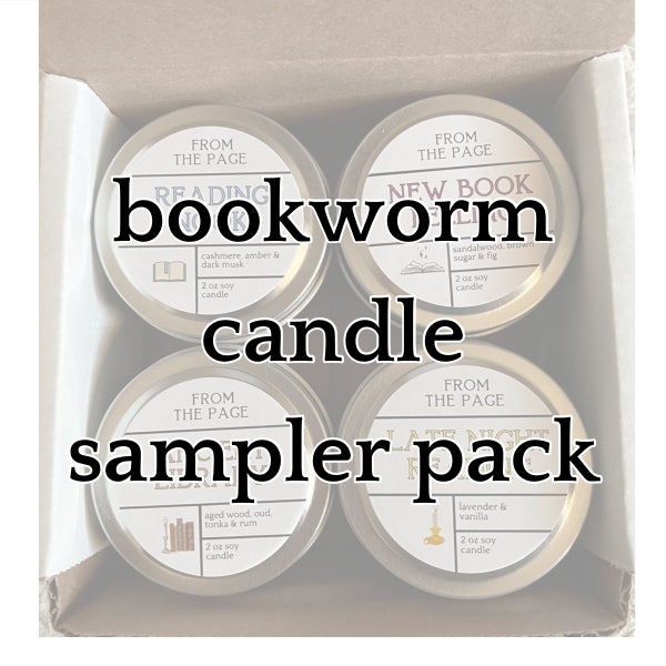 Bookworm Sampler Pack | 4 mini book inspired candles | Reader Gift | Bookish Candles