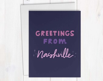 Greetings From Nashville | Handmade Watercolor Greeting Card