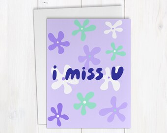 I Miss U | Handmade Watercolor Greeting Card