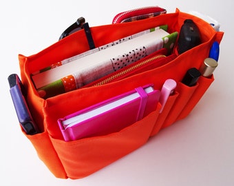 Orange Purse Organizer, Bag Insert, Polyester Bag Organizer, Waterproof Bag Insert, Orange Bag Organizer, Handbag Insert, Purse Insert