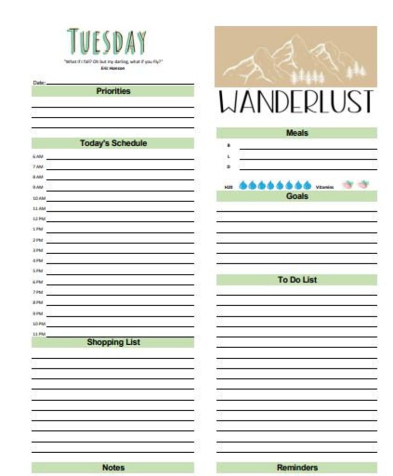 Printable Daily Calendar - Etsy