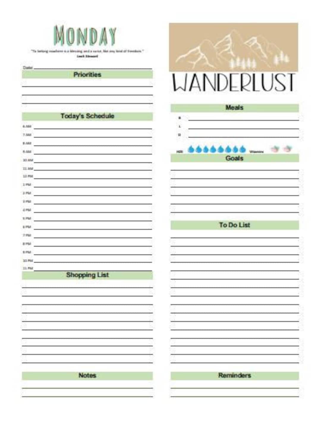 Printable Daily Calendar - Etsy
