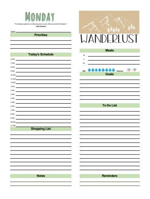 Printable Daily Calendar | Etsy