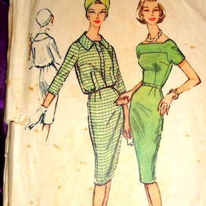50s Bust 32 Separates Slim Fit Dress Short Sleeve Front n Back Yoke Open Jacket Hooked at Elastic Waist Below Elbow Slvs CMPLT McCalls 4838