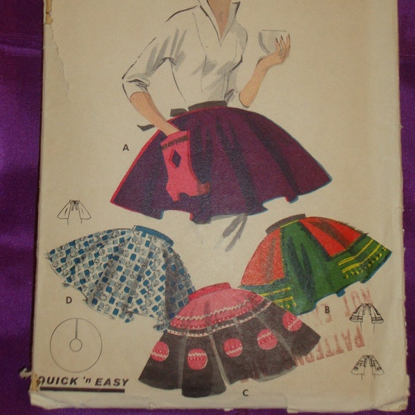 50s EASY One Yard Half Apron 4 Vws Half Circle w Ribbon Waistband Tie Ends Solid or Two Pc Pocket and Trim Opt CMPLT Butterick 7536 One Size