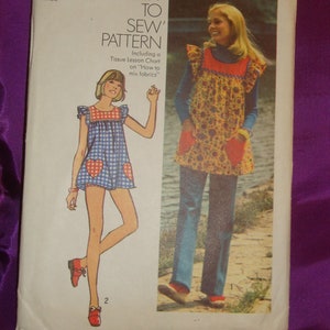 70s Top Front N Back Yoke Heart Shpd Pockets Slvls W Rfl Trim Elastic Waist Pants N Bikini Shorts CMPLT Simplicity 5423 Bust US 30.5 CM 78 Etsy