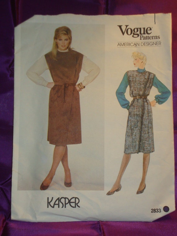 80s KASPER Separates Asymmetrical Wrap Dress Jumper W Button