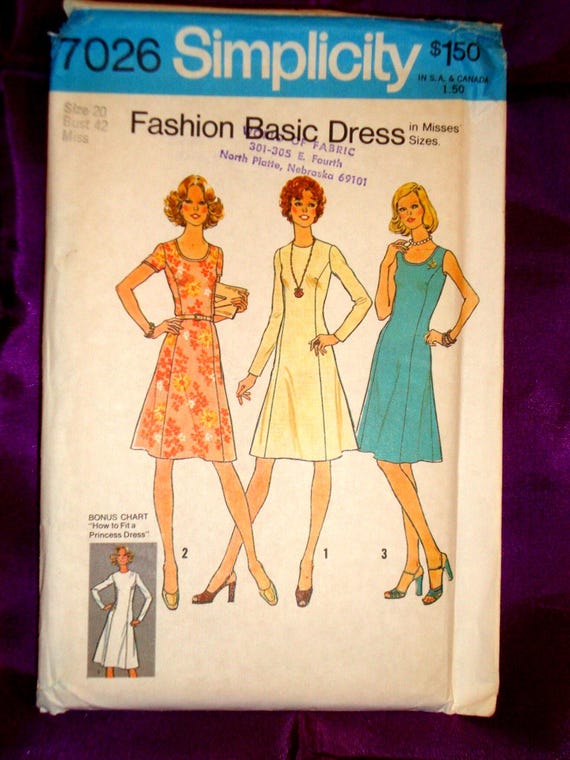 70s EASY Bust 38 Classic Princess Cut Fit N Flare Dress Collarless High  Round or U Neck Sleeveless Short N Long Sleeves FF Simplicity 7026 - Etsy