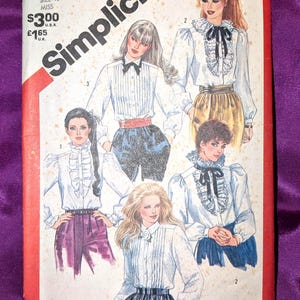 80s Bust 32.5 Tuxedo Style Blouse 4 Vws Front Button Tucked or Ruffled Front Collar Variations Long Slvs Optnl Ruffle CMPLT Simplicity 5670