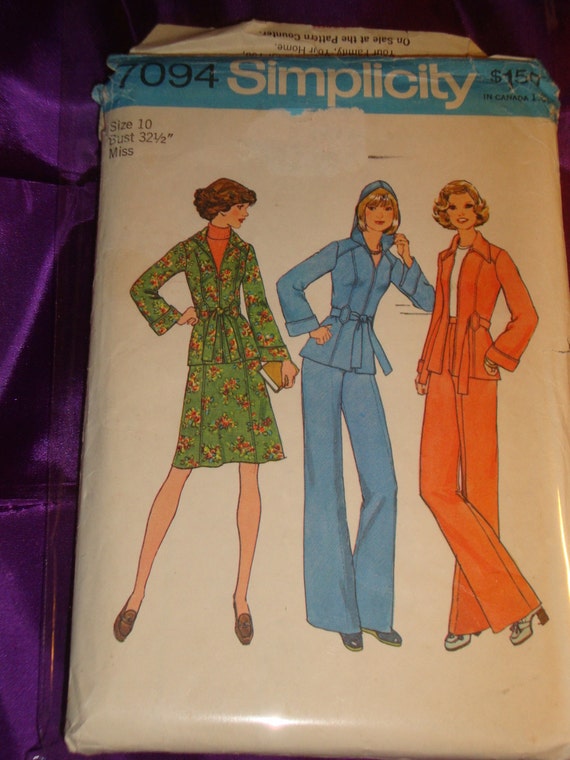 70s Front Zip Jacket Collar or Lined Hood Long Bell Sleeves