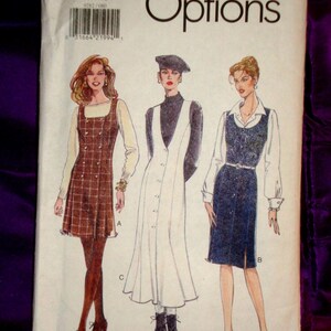 90s EASY Front Button Jumper Lined Princess Cut Tapered or Fit n Flare in 3 Views and Lengths Misses 8 10 12 FF Vogue 9282 Bust 31.5 32.5 34