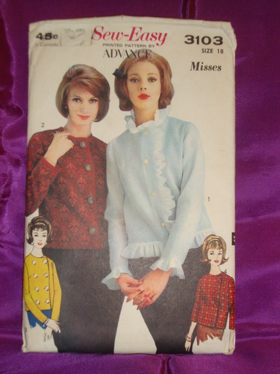 60s Easy Jacket Below Waist Lgth Frnt Btn Center N 2 Side Vws Long 