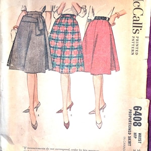 60s Waist 25 Flared Four Gore Skirt Proportion Fit By Height Optional Side Insets n Belt Shown Worn Low n Looped Back Zip UNCUT McCalls 6408