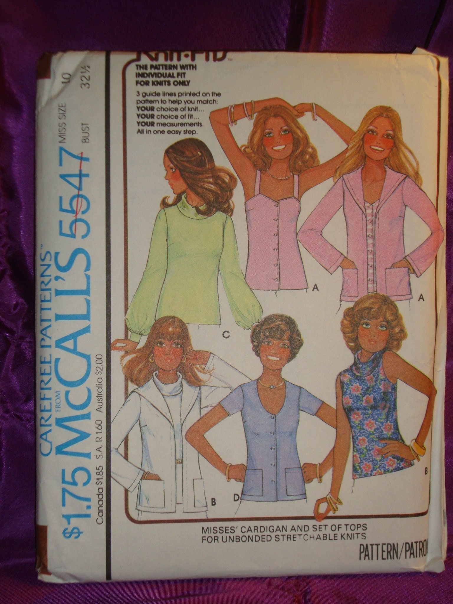 70s Cardigan Middy Collar Pockets Top 4 Vws Frnt Btn U Nck