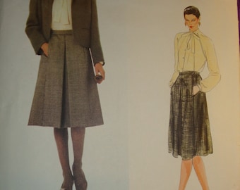 80s BiLL HAiRE for FReDERICKS SPoRT Separates Below Wst Jacket Flared Skirt Skirt n Long Slv Tie Neck Blouse FF Vogue 2766 Bust US 34 CM 87