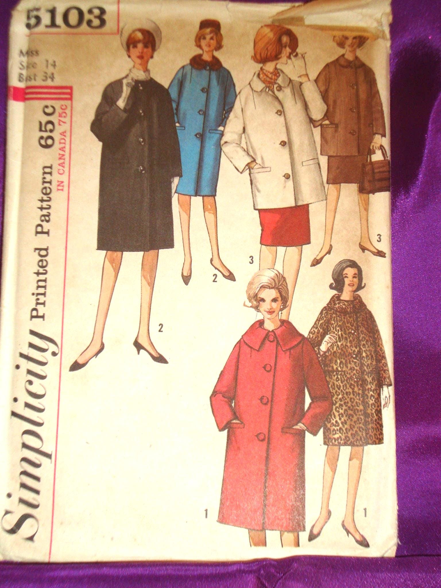 60s Collarless Coat - Etsy