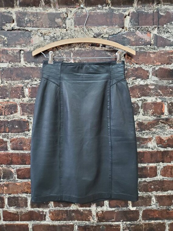 Buttery Soft Black Leather Pencil Skirt 90s Soft as Butter Black Leather Mini Skirt 27 Waist Made in USA