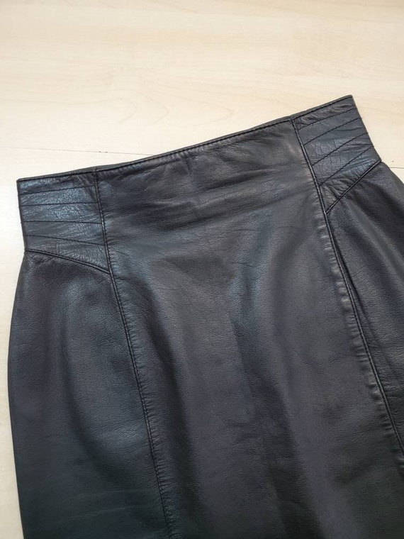 Buttery Soft Black Leather Pencil Skirt 90s Soft as Butter Black Leather Mini Skirt 27 Waist Made in USA