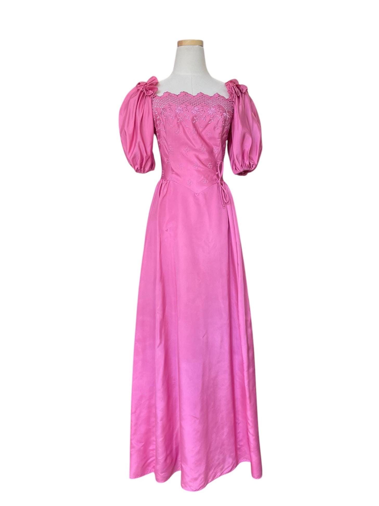 1980s Prom Pink Taffeta Dress 80s Pink Prom Dresses 80s Style 80s Pink  Taffeta Prom Gown