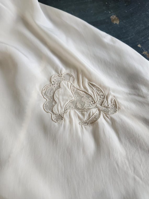 40's Floral Print Satin Bias Cut Nightgown