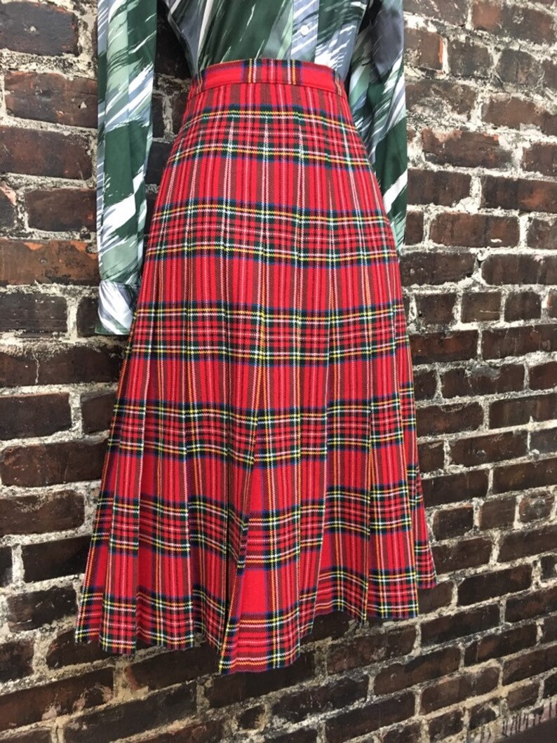 1980s Red Plaid Skirt. Pendleton-Style Plaid Wool Skirt. High | Etsy