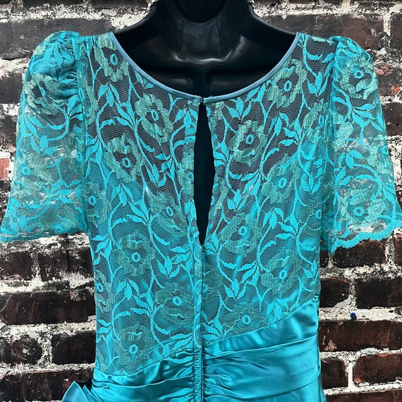 1980s Teal Lace Dress. Gunne Sax Style 1980s Prom… - image 7