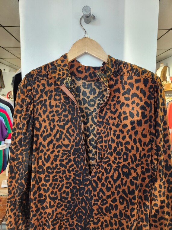 1980s Leopard Print Dress, Size Large. Long Sleev… - image 5