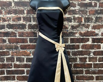 1990s Strapless Black and Gold Gunne Sax Prom Dress. Mini Formal Dress by Jessica McClintock. Satin 90s Prom Dress with Bow. XS Small 32B