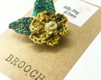 Crochet flower brooch