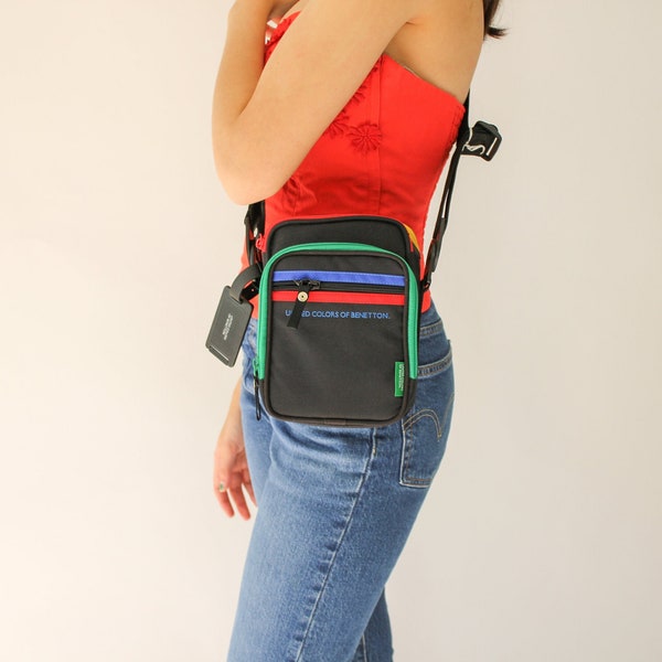 Vintage 90s United Colors of Benetton Crossbody Bag Vintage Unisex Crossbody ? NOS ? 1990 Vintage Hip Hop Benetton diseñador crossbody bolso