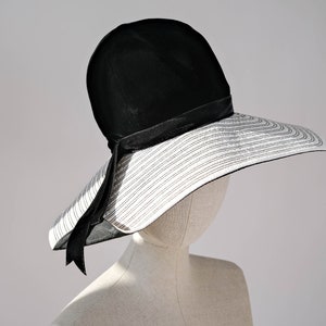 Vintage 60s Mr. Felix Chapeaux Leather & Velvet Tall and Floppy Hat Made in France 1960s Designer Wide Brim Hat image 1