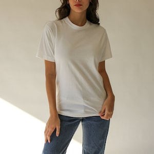 Vintage 80s BVD Blank White Paper Thin Tee Shirt Made in USA Single Stitch, Undershirt 1980s Blank White, Soft, Thin T-Shirt image 1