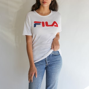 Vintage 70s Fila Distressed Bootleg Logo Tee Shirt Paper Thin, Destroyed, Super Soft Adidas, Puma, Nike 1970s Fila Designer T-Shirt image 1