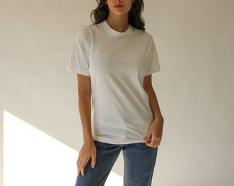 Vintage 80s BVD Blank White Paper Thin Tee Shirt | Made in USA | Single Stitch, Undershirt | 1980s Blank White, Soft, Thin T-Shirt