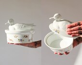 Vintage BIA Cordon Bleu Floral Nesting Duck Casserole Dish Hand Decorated in USA Designer Farmhouse, Boho Home, Kitchenware, Home Decor