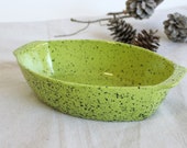 Vintage Cerutil Lime Speckled Stoneware Casserole Dish Bakeware Made in Portugal Mid Century, Modern Casserole Dish, Cookware