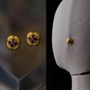 Vintage 80s ANNE KLEIN Signed Gold & Multi-Colored Enamel Floral Shaped Pierced Stud Earrings | Statement Piece | 1980s Designer Jewelry