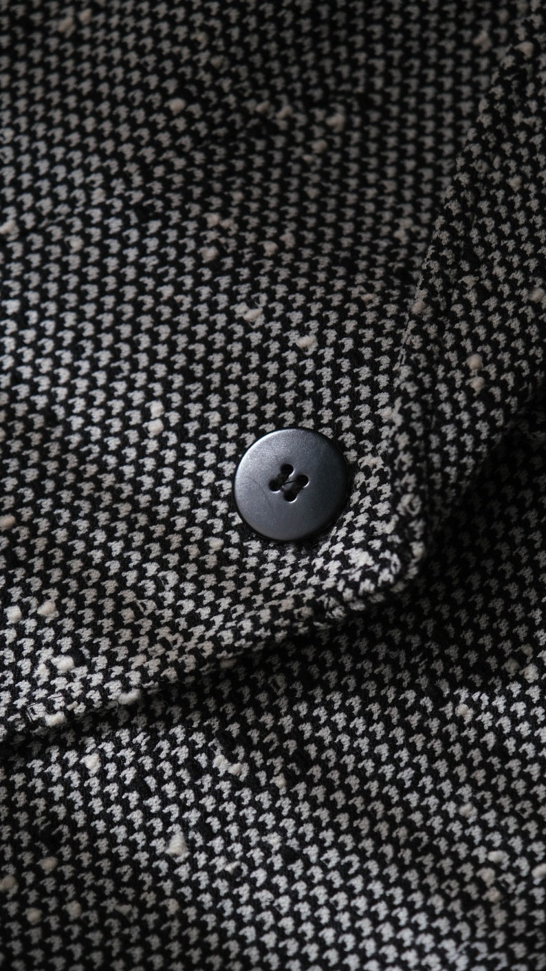 GIORGIO ARMANI Black & White Peppered Boucle Shawl Collar Bolero Blazer w/ Silk Lining Made in Italy Y2K 2000s ARMANI Designer Jacket image 8