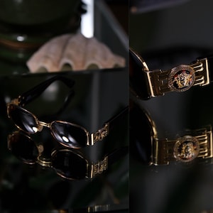 Vintage GIANNI VERSACE Medusa Gold & Tortoise Framed Model S70 COL31L Sunglasses | Made in Italy | 1990s VERSACE Designer Streetwear Glasses