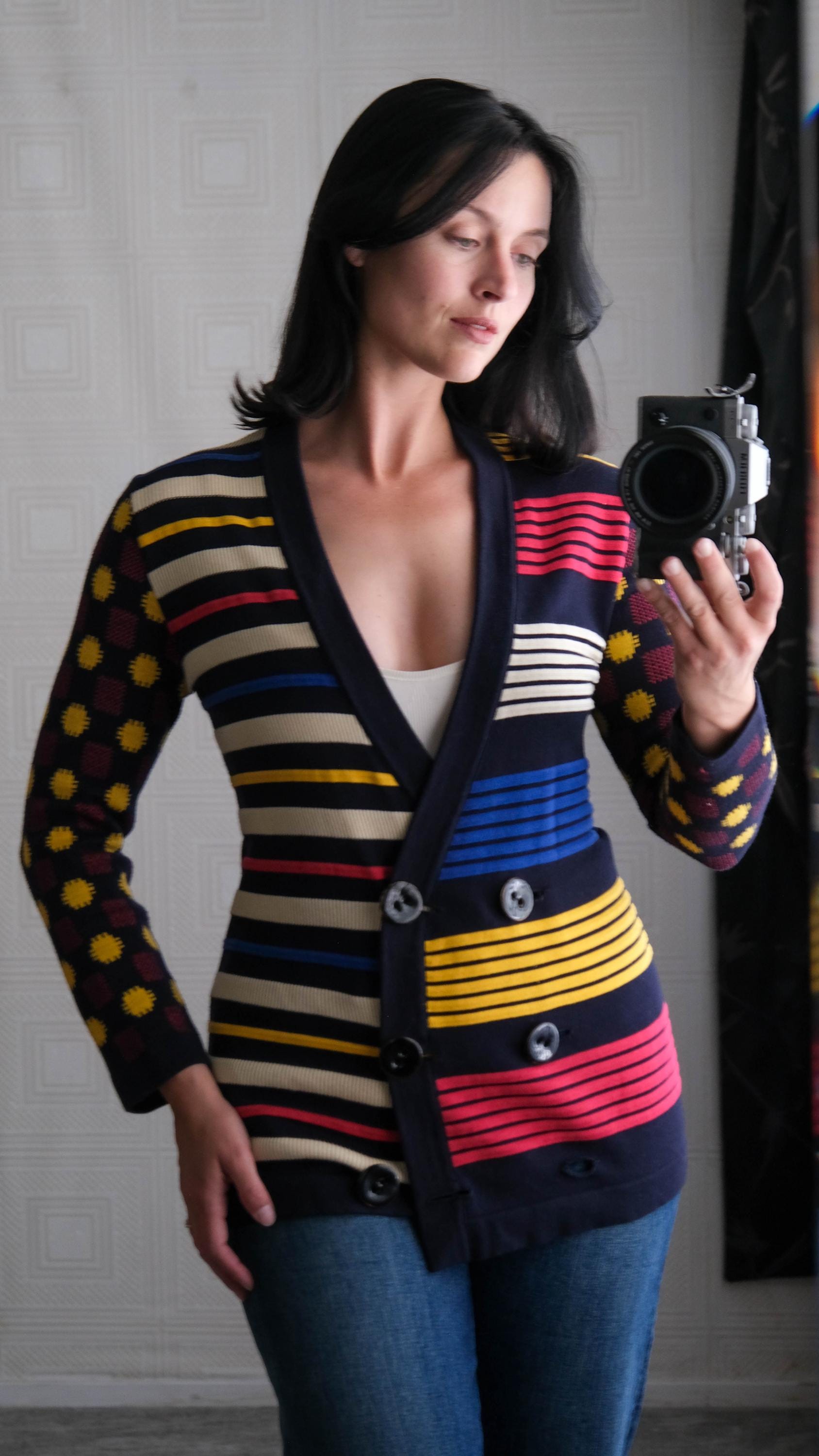 Vintage 90s CHRISTIAN LACROIX Knit Double Breasted Primary Colors
