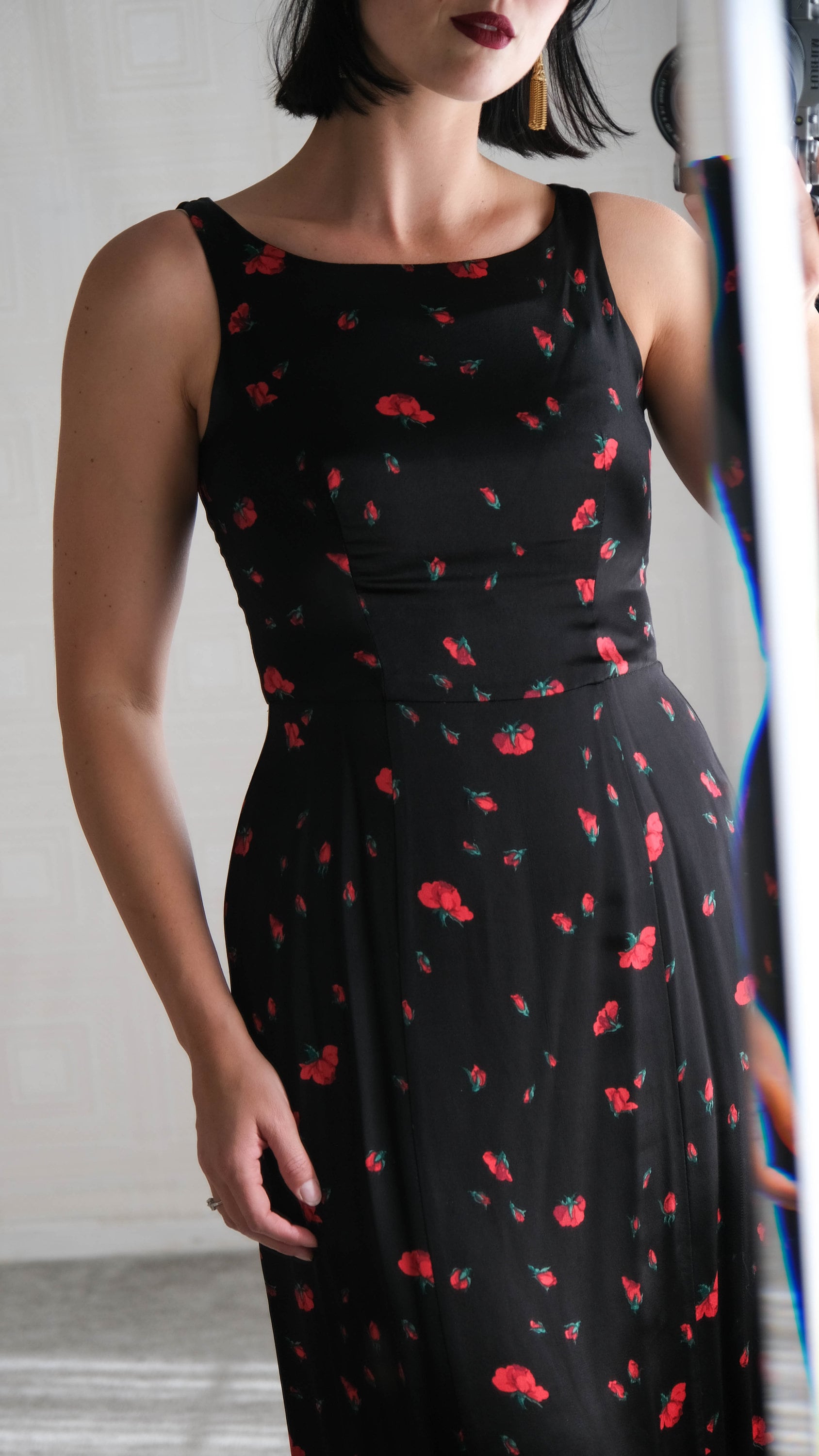 knee length dresses for ladies Aspen Midi Dress - Black Satin Slip Dress