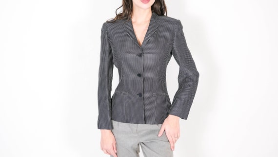 Vintage 90s Giorgio Armani Black & White Polkadot Cropped Rayon 