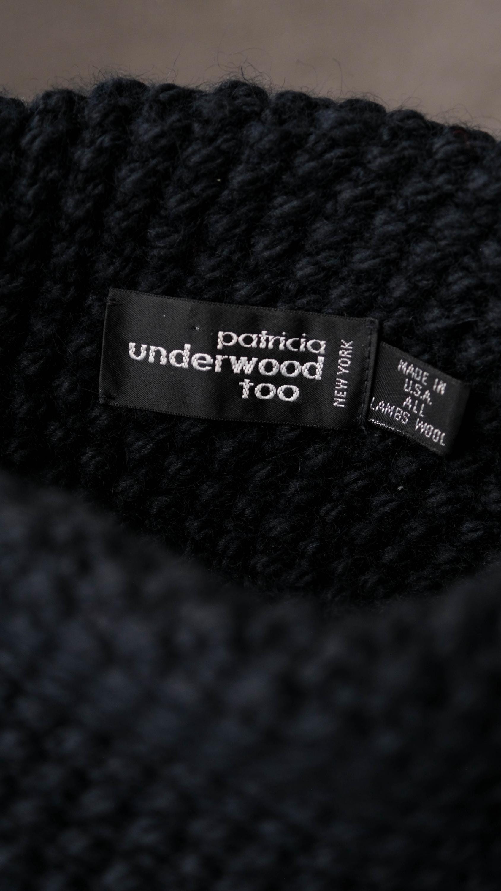 Patricia Underwood corded knit hat Vintage 90s PATRICIA UNDERWOOD Too Black Chunky Knit Wool  main image 2