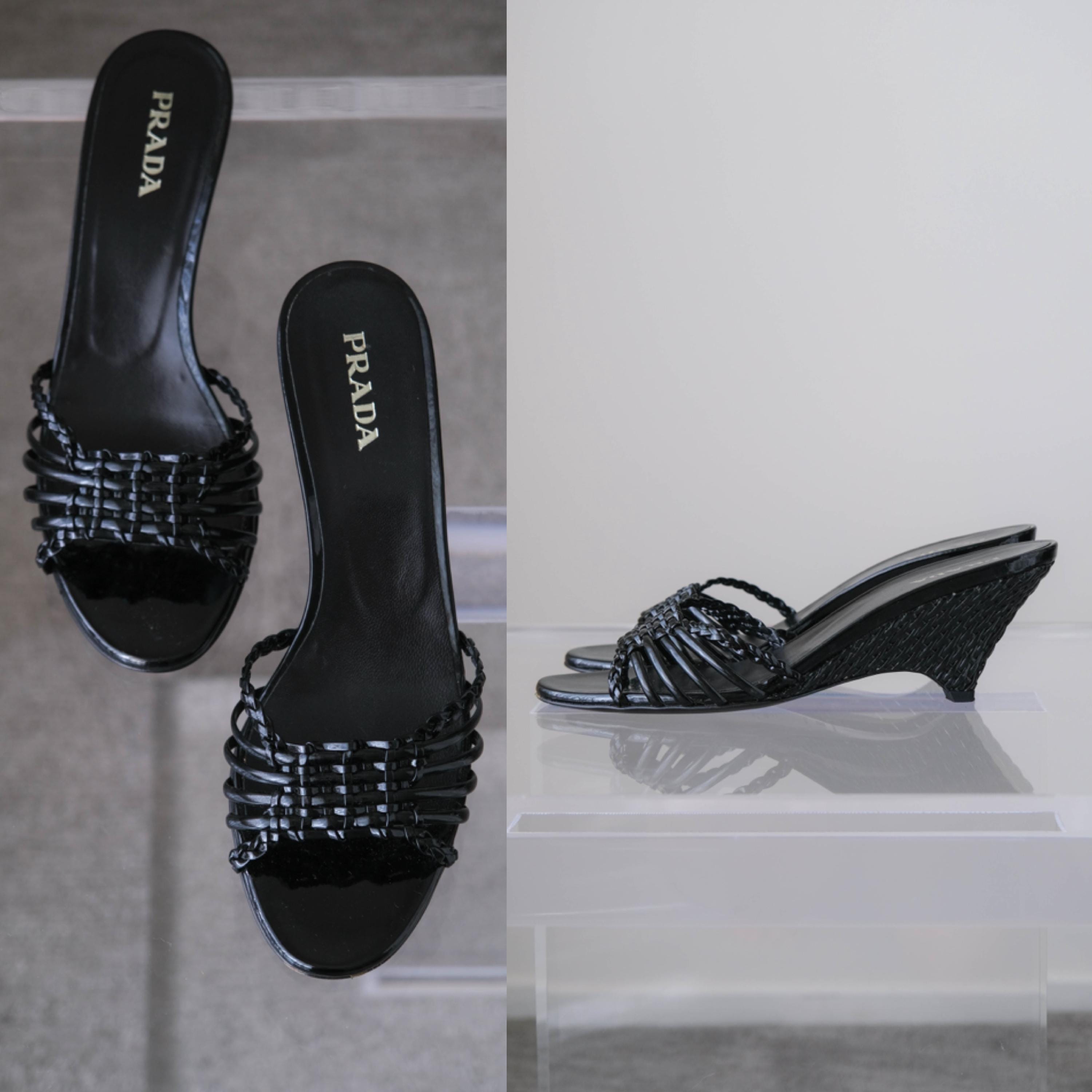 H9123-j4◾️プラダ　ヴィンテージ　ポインテッドトゥミュール　Y2K Vintage Prada Shoes - Etsy
