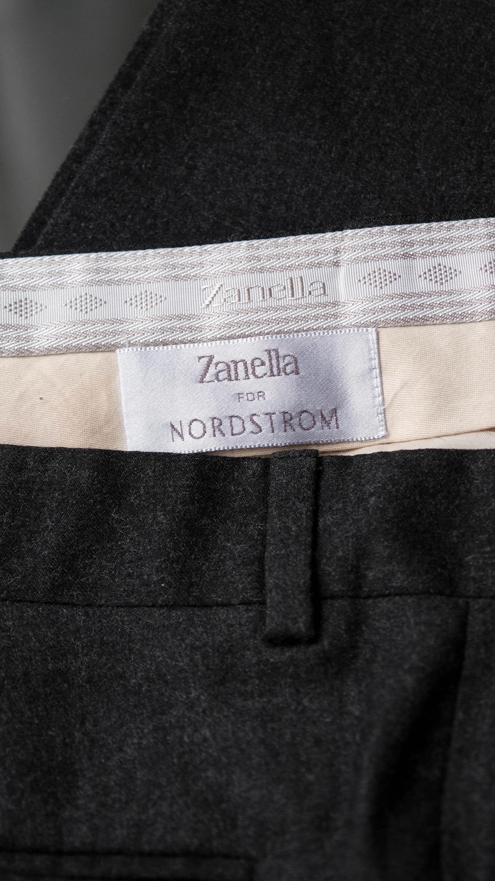 Vintage 90s ZANELLA Black Wool Gabardine Mod Flat Front Slacks