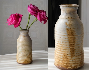 Vintage Earthtone 70s Glazed Turned Pottery Vase | Signed Hand Made Vase | Collectible Home Decor Pottery | Vintage Signed Ceramic Pottery