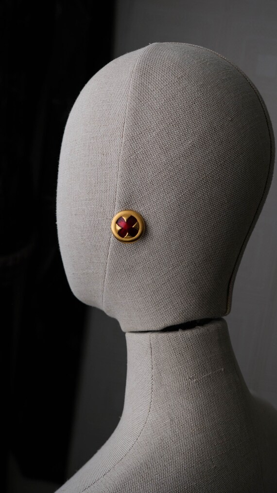 Vintage 80s ANNE KLEIN Signed Gold & Red Enamel R… - image 3