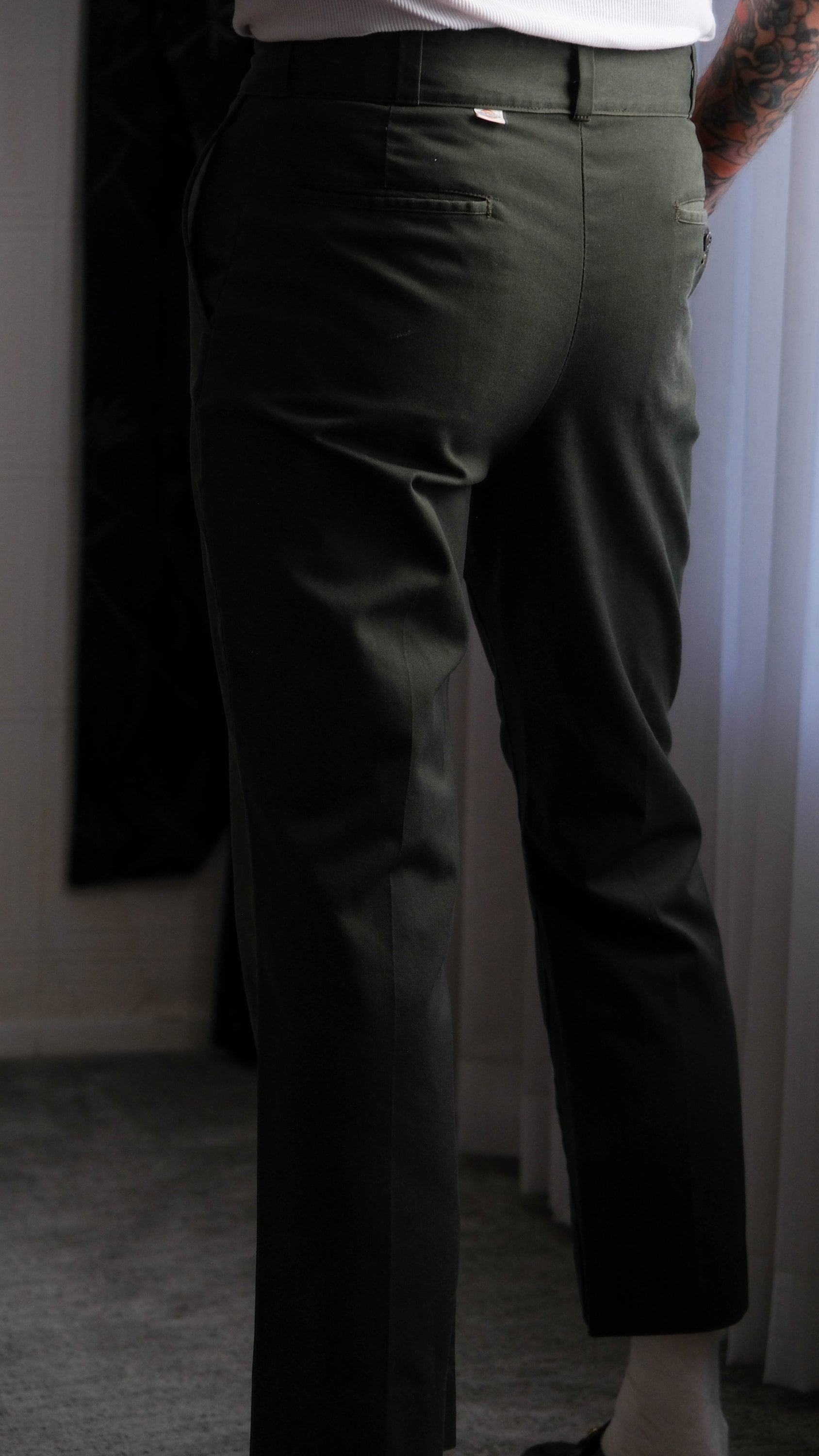 Vintage 80s DICKIES Dark Olive Green Workwear Pants W/ Talon