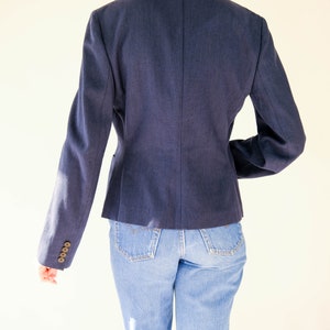 Vintage Ralph Lauren Blue Label Navy Silk 1940s Style Cropped Blazer Unworn w/ Tags Made in Japan 100% Silk Y2K RRL Designer Jacket image 9