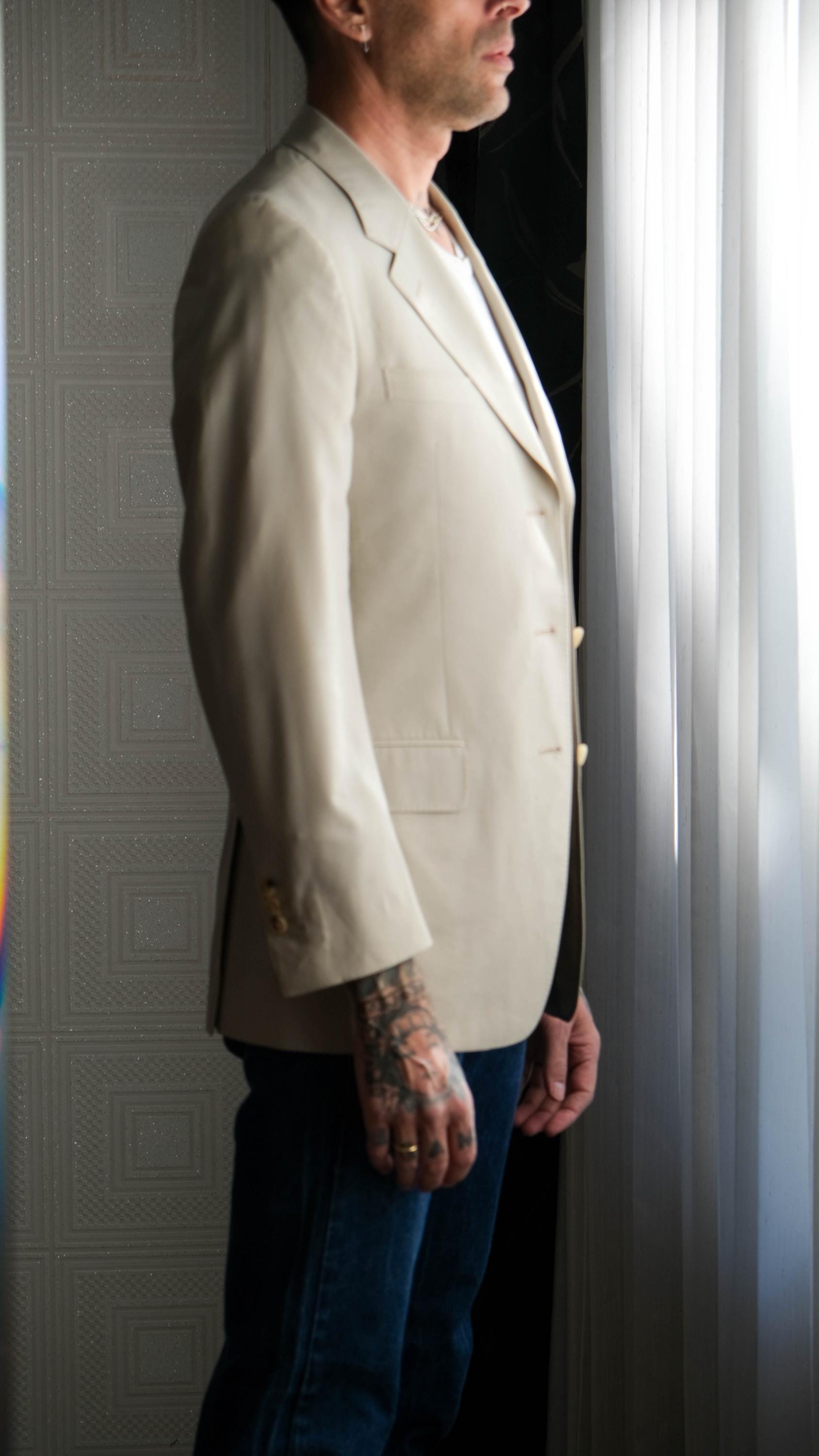 Vintage Yves Saint Laurent Rive Gauche TOM FORD Beige Three Button 